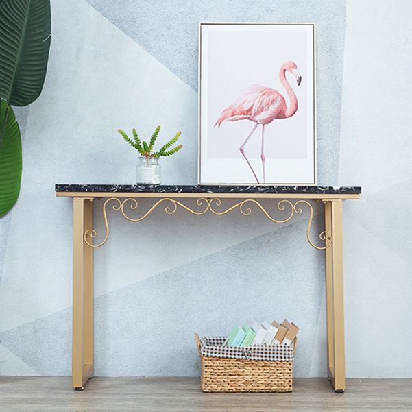 Glam Marble Console Table 12" W Rectangle Sled Accent Table for Hall
