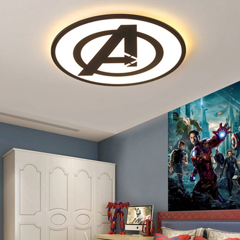 Lámpara de techo con forma de letra, lámpara empotrada acrílica de estilo moderno en negro para sala de estudio