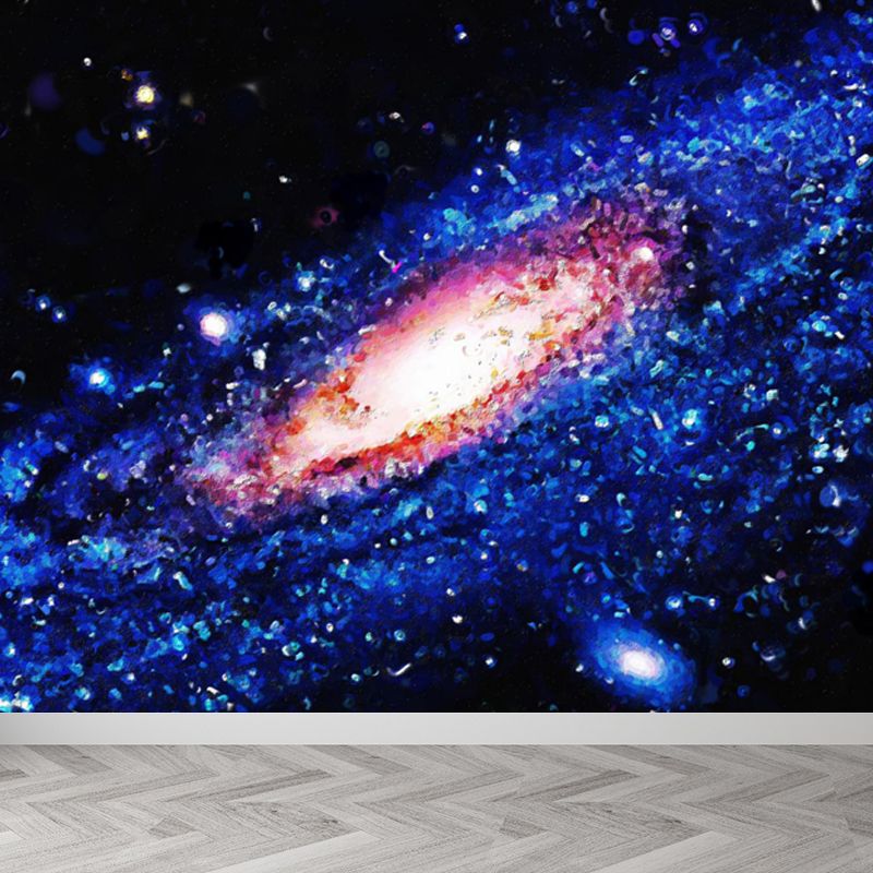 Space Milky Way Mural Wallpaper Contemporary Non-Woven Cloth Wall Art in Dark Color