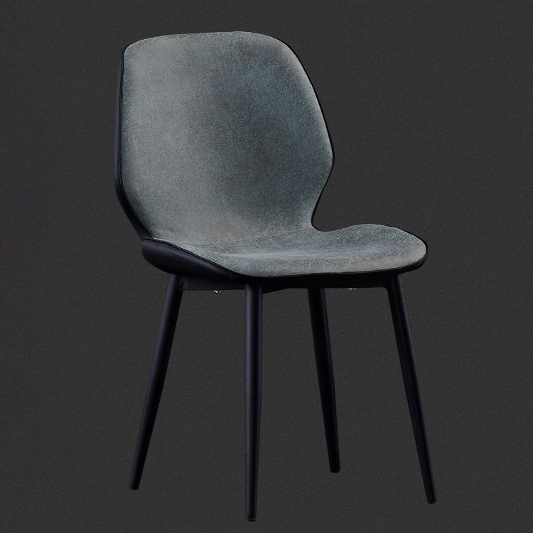 Chaises de salle à manger sans accoudoirs en cuir modernes, chaise latérale à oreilles avec pieds noirs
