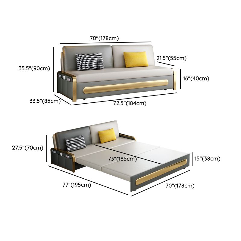 Gray Faux leather Sleeper Sofa 33.46" Wide Sofa Bed with Detachable Mattress