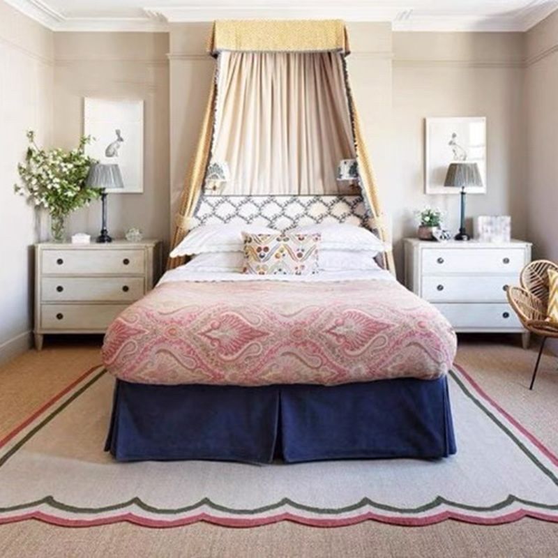 Pink Casual Carpet Polyester Wave Carpet Stain Resistant Carpet for Living Room