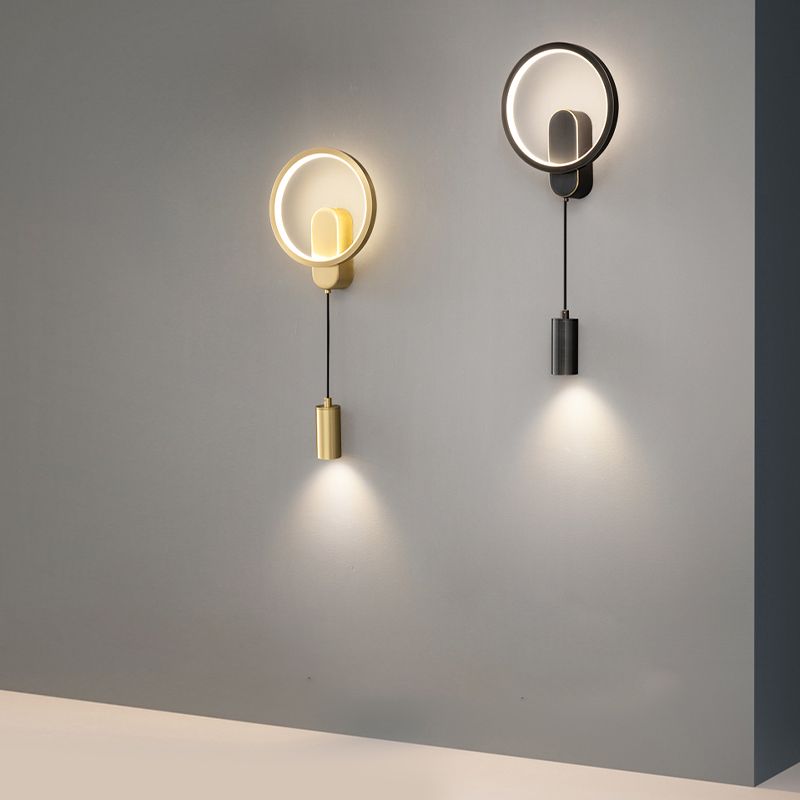 Modern Metal Wall Sconce Cylinder Shape Wall Light with Silicone Shade for Bedroom