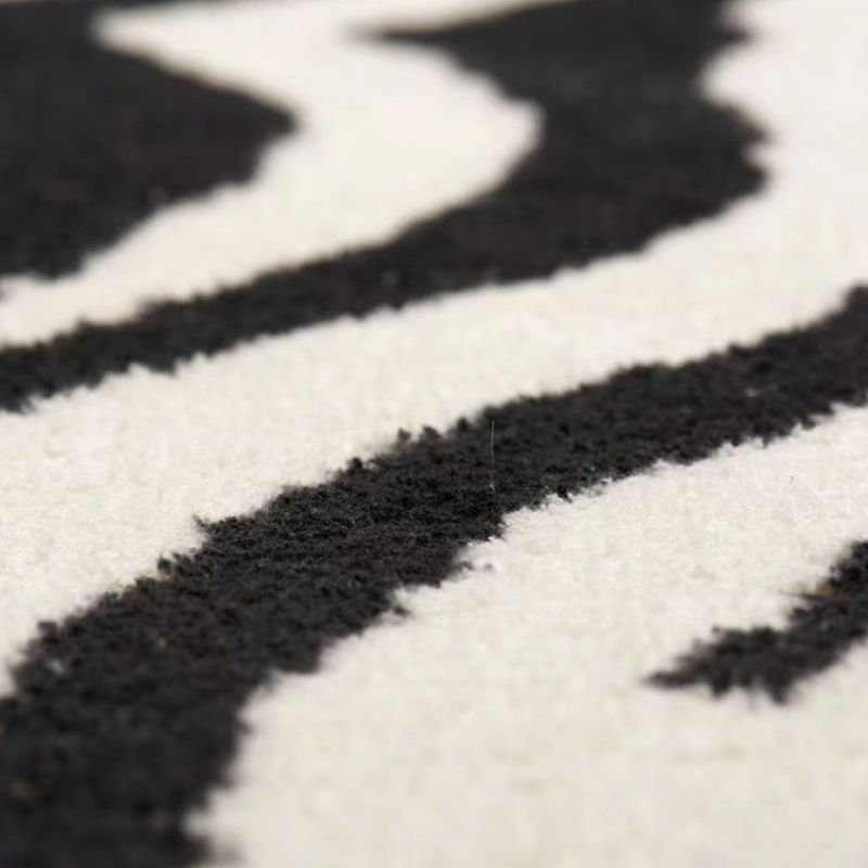 Simplicity Zebra Print Rug Polyester Carpet Non-Slip Backing Area Rug for Living Room