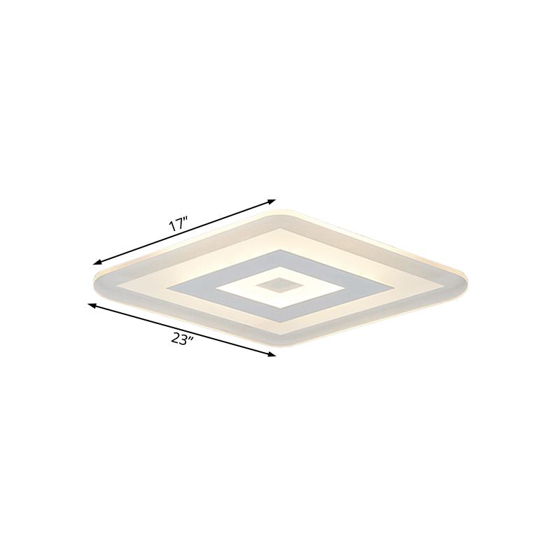 23"/31"/47" Brede Dunne Acryl Flush Mount Licht Eenvoudige LED Witte Plafondlamp in Warm/Wit Licht