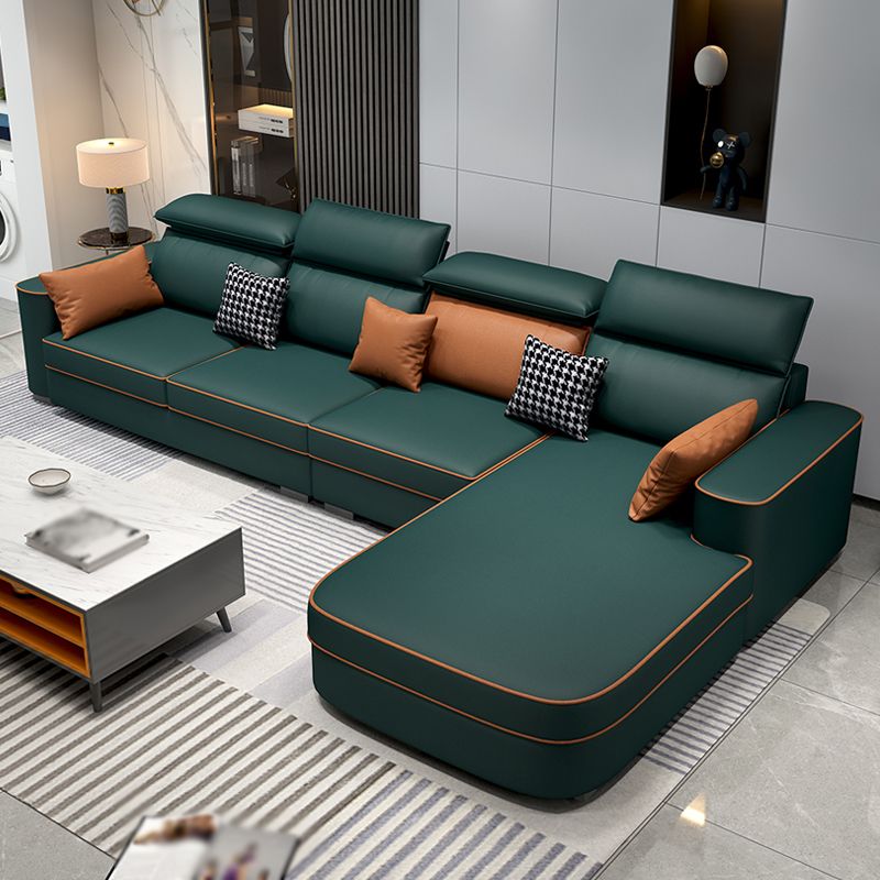 L-Shape High Back Faux leather Square Arm Sectional with Stain-Resistant and Waterproof