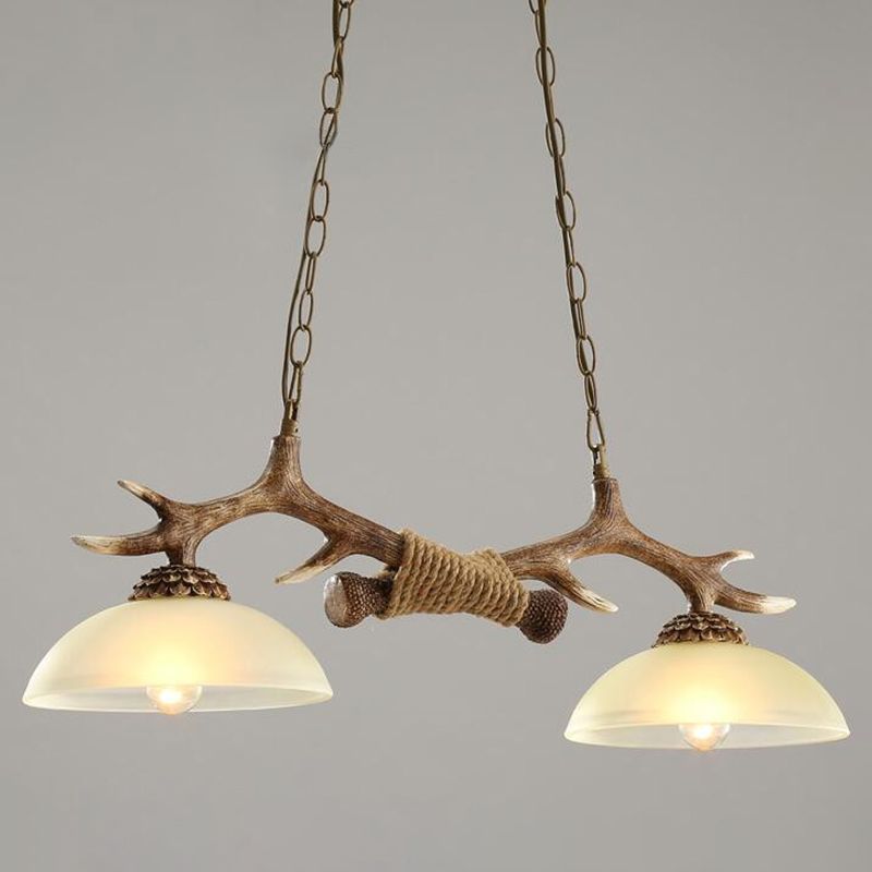 Wood 2 Lights Chandelier Light Fixtures Deer Antler Cottage Chandelier Lighting for Bar