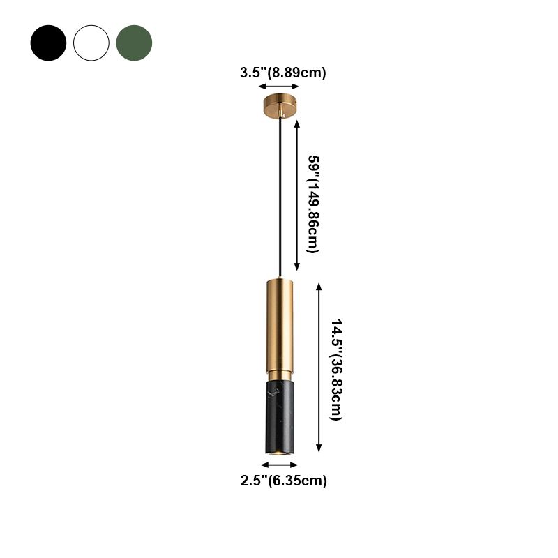 1-Light Line Hanging Pendant Modern Style Marble Hanging Lighting for Living Room