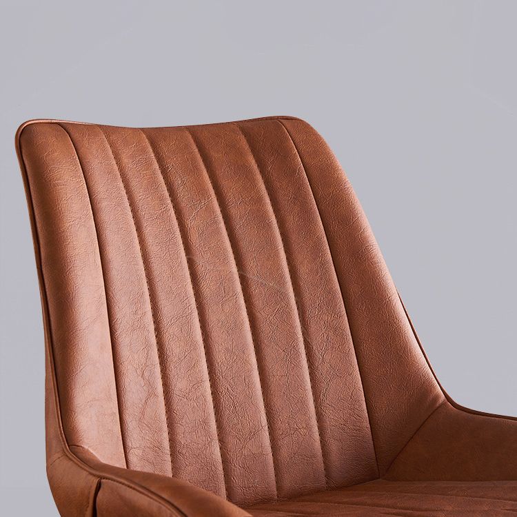 Modern Armless Dining Chairs Solid Back Leather Side Chairs with Metal Legs