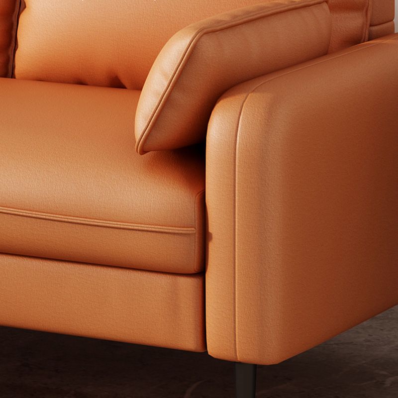 Fabric Settee with Four Legs Contemporary Sofa with Bolster Pillows