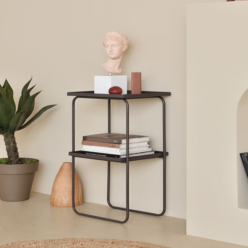 Sled Base Side Table Rectangular Metal Top End Table with  Shelf