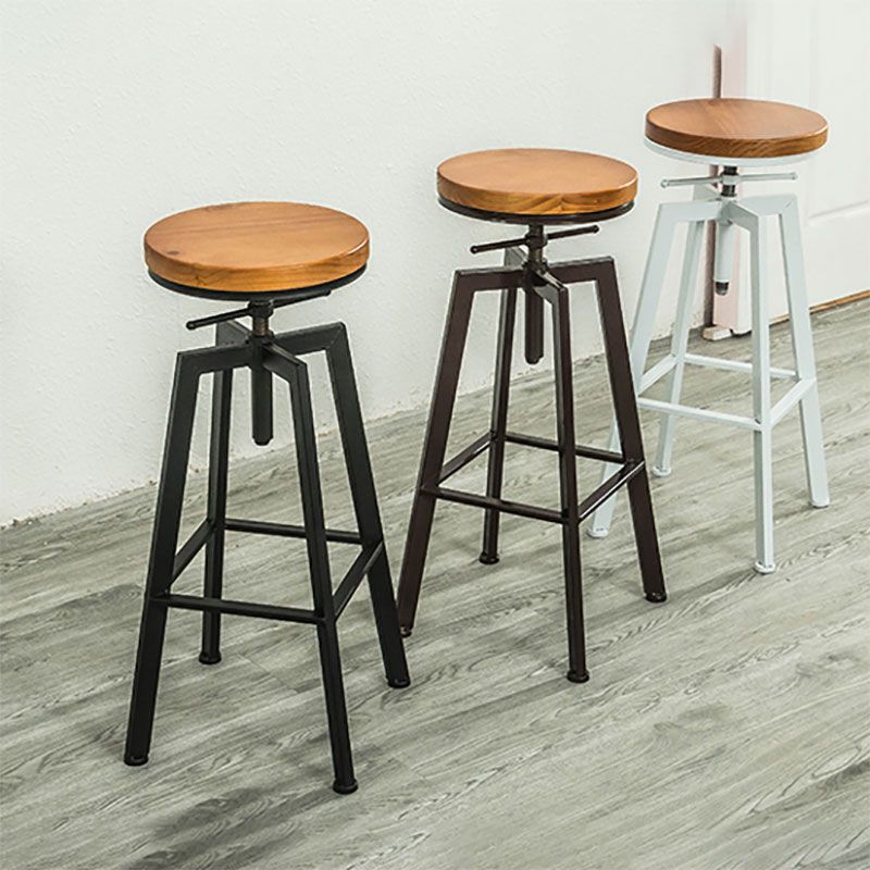 Armless Rotatable Bar Chair Modern Round Seat Bar Stool with Metal Footrest