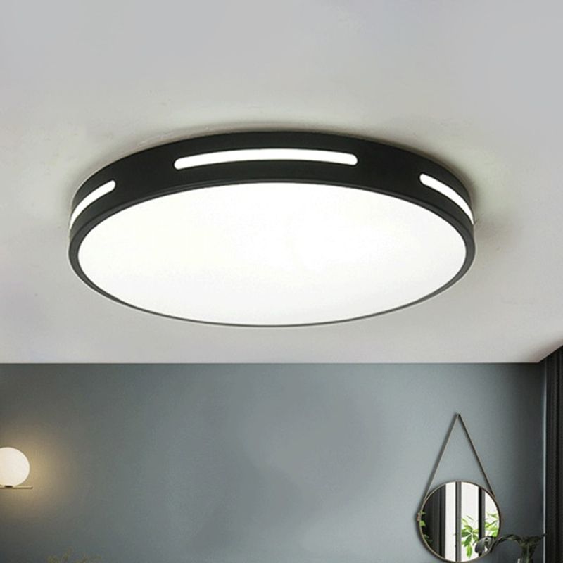 Runde, ultradünne Schlafzimmer-Deckenleuchte, Acryl, minimalistische LED-Unterputzbeleuchtung in Schwarz/Weiß, 9"/16"/19,5" Durchmesser