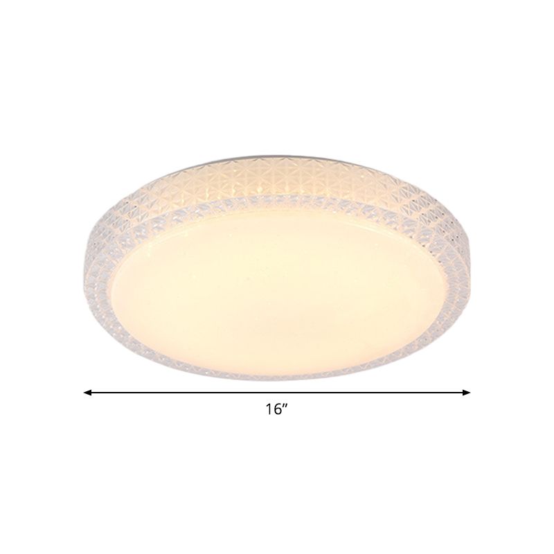 Simplicity Round Flush Light Cut Crystal 16"/19.5" Dia LED Ceiling Mount Light Fixture in White/Warm Light