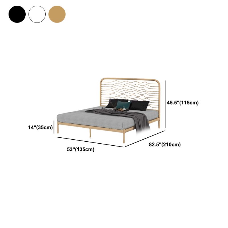 Glam Metallic Standard Bed, Beveled Open-Frame Headboard Bed Frame