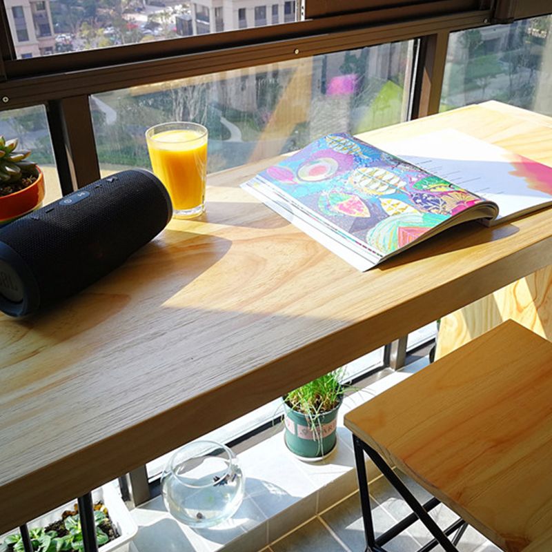 Industrial Rectangle Bistro Bar Desk Pine Solid Wood Bar Dining Table for Indoor