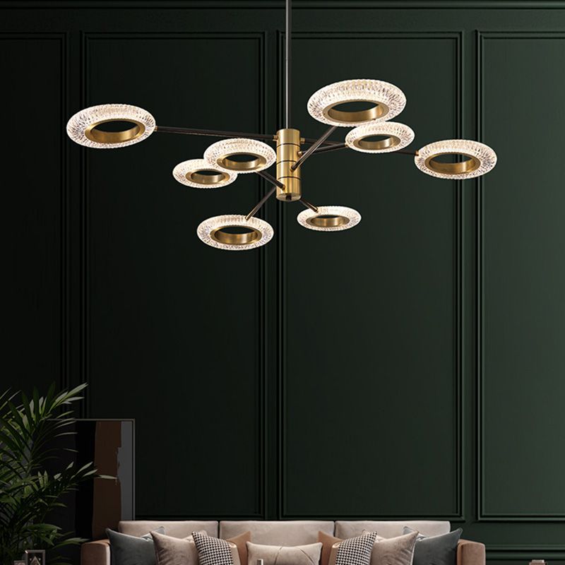 LED Chandelier Modern Style Hanging Lights in Copper for Living Room Dinning Room