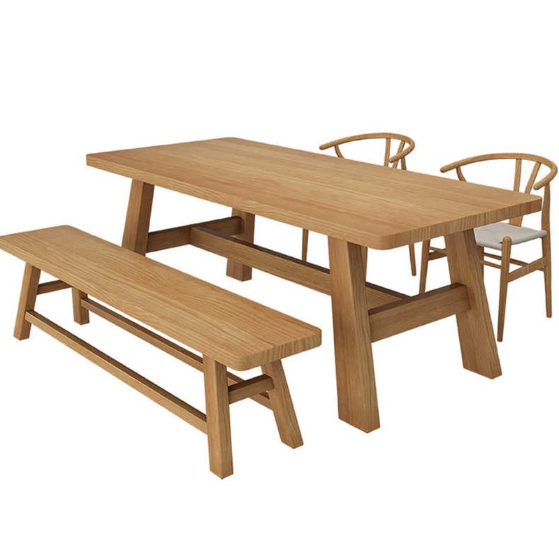 Simplicity Style Dinette Table Solid Wood Rectangle Dinner Table in Natural