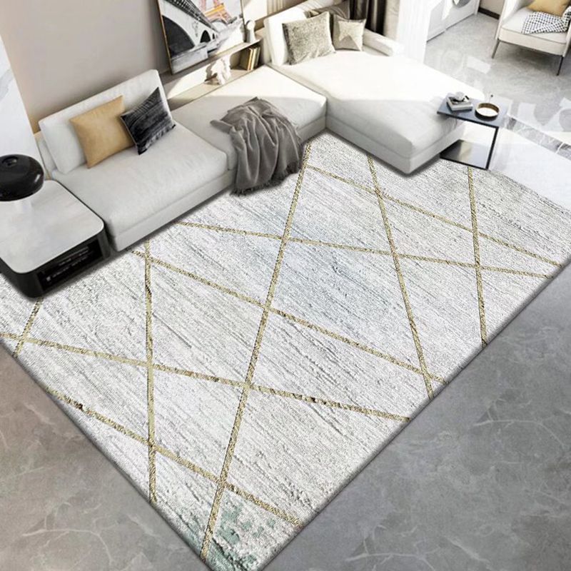 Dark Gray Modern Rug Polyester Geometry Indoor Rug Washable Rug for Living Room