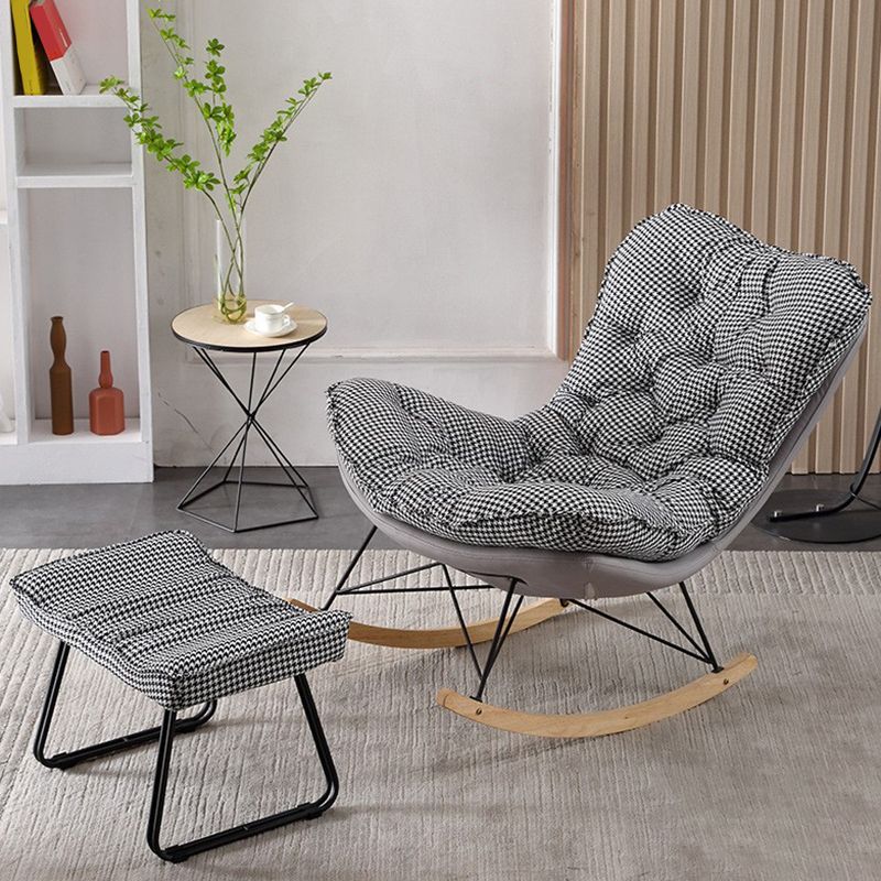 Contemporary Rocking Chair Upholstered Tufted Cushions with Light Legs Glider