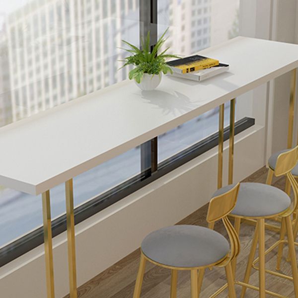 Glam Style Rectangle Bar Table Solid Wood Sled Base Bar Dining Table