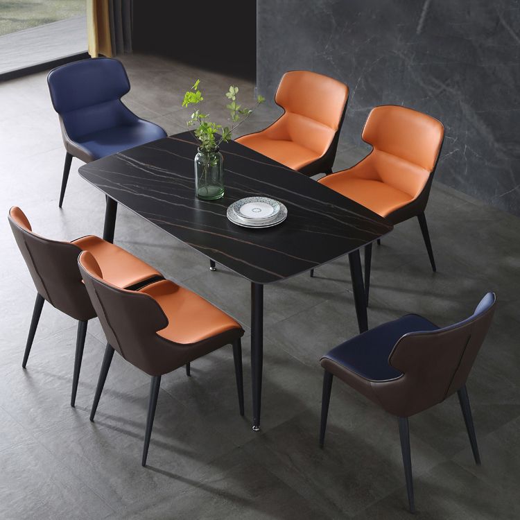 Silla de comedor tapizada de metal con respaldo industrial para el hogar (juego de 2)