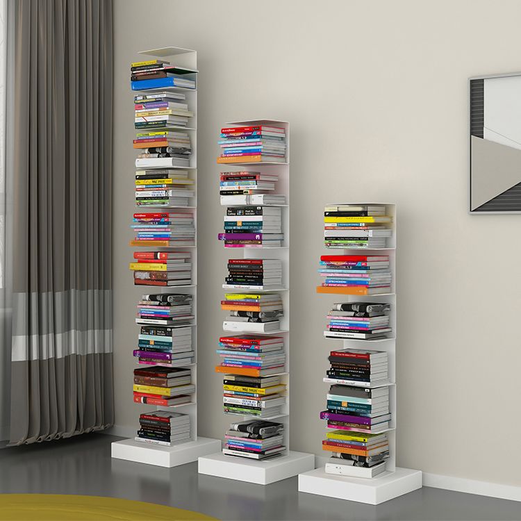 Modern Steel Bookcase, White, Geometric Bookshelf for Any Room