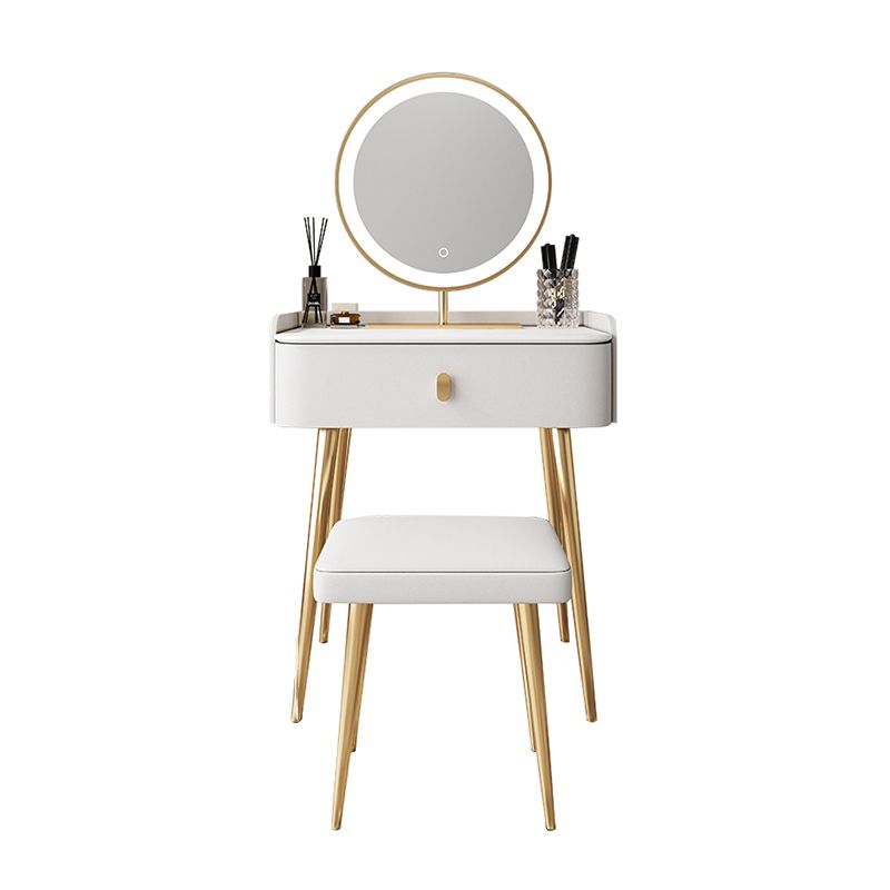 White Vanity with Makeup Table and Stool, 1/2 Drawers Dresser - 31.89" H