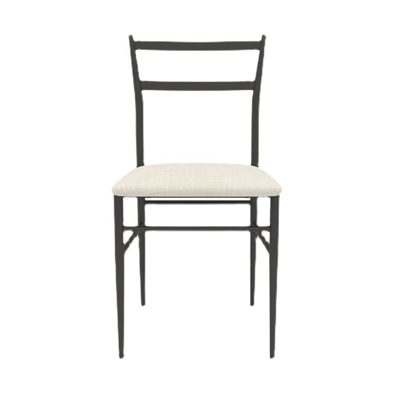 Gestoffeerde armloze eetkamerstoelen ladder achterzijde stoelen met metalen benen