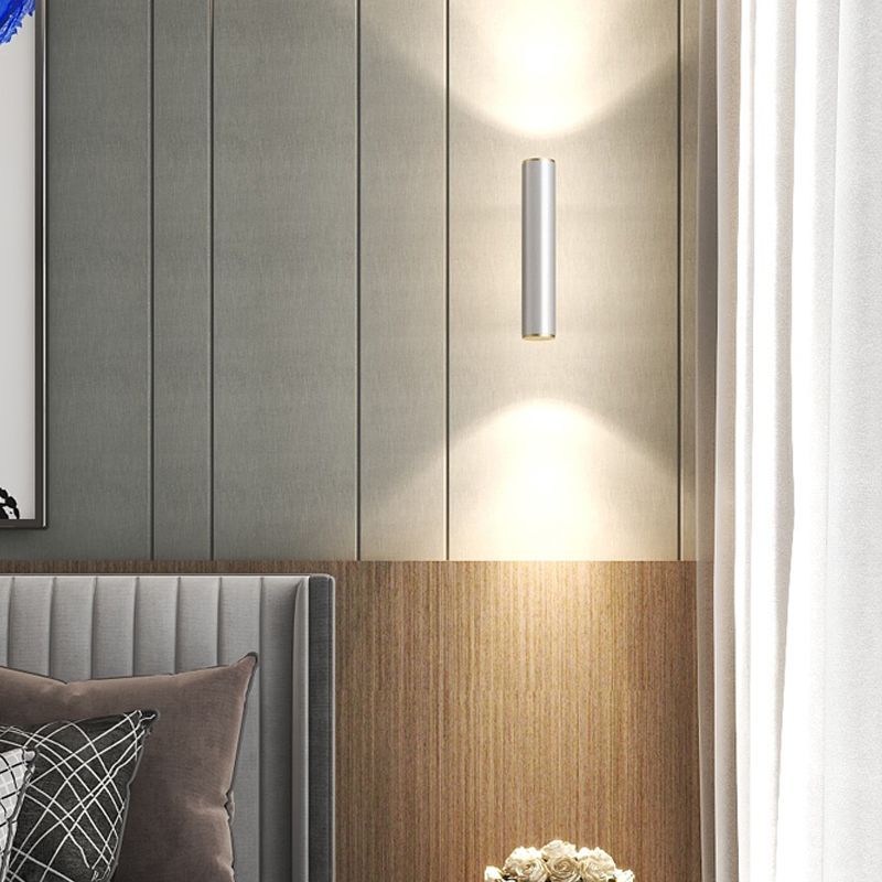 Medio cilindro forma de pared de metal estilo moderno 2 luces luz de montaje de pared