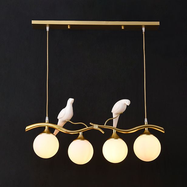 Nordic Modern Island Lamp Round Glass Shade Chandelier Light Fixture for Dining Room