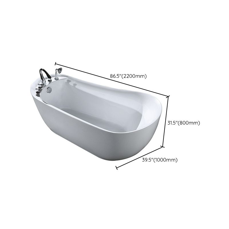 Acrylic Soaking Bathtub White Freestanding Bath for Bathroom
