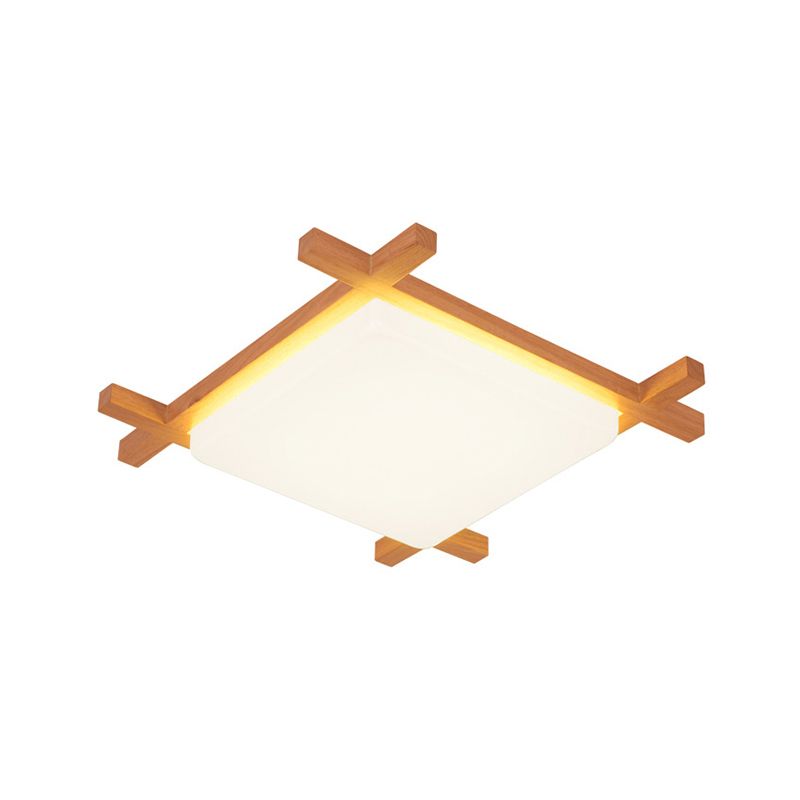 Minimalist Square Flush Mount Lighting Wood Bedroom LED Flush Mount Fixture with Acrylic Shade