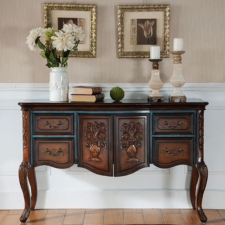 Victoria Wooden Accent Table Free Form Console Sofa Table for Hall