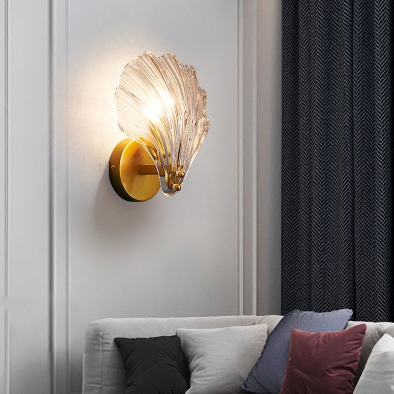 Glass Shell-Shaped Wall Light Sconces Modern 1 Light Wall Mounted Lamp