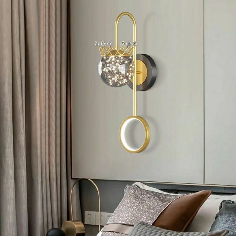 Light Luxury Style Aluminum Wall Light Glass Shade LED Wall Lamp for Bedroom