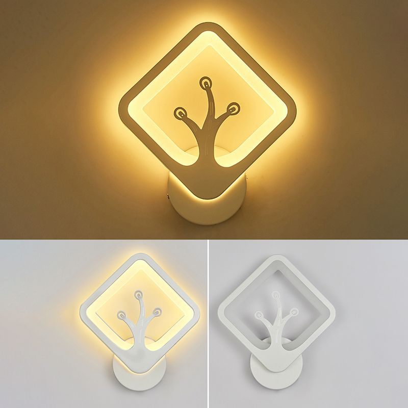 White Simplicity Acrylic LED Wall Lamp Contemporary Style Living Room Hallway Sconce Light