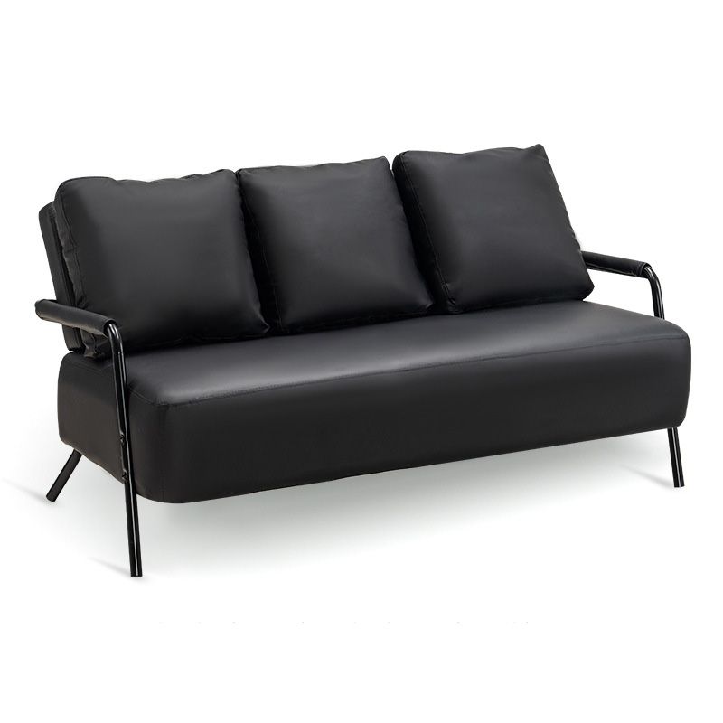 3 Seater 27.5" H PU Leather Solid Color Square Arm Sofa for Living Room