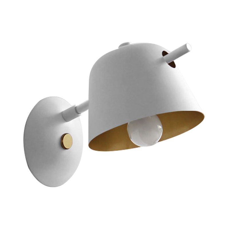 Contemporary 1 Head Sconce Black/White/Blue Wide Flare Wall Mount Light Fixture with Metal Shade