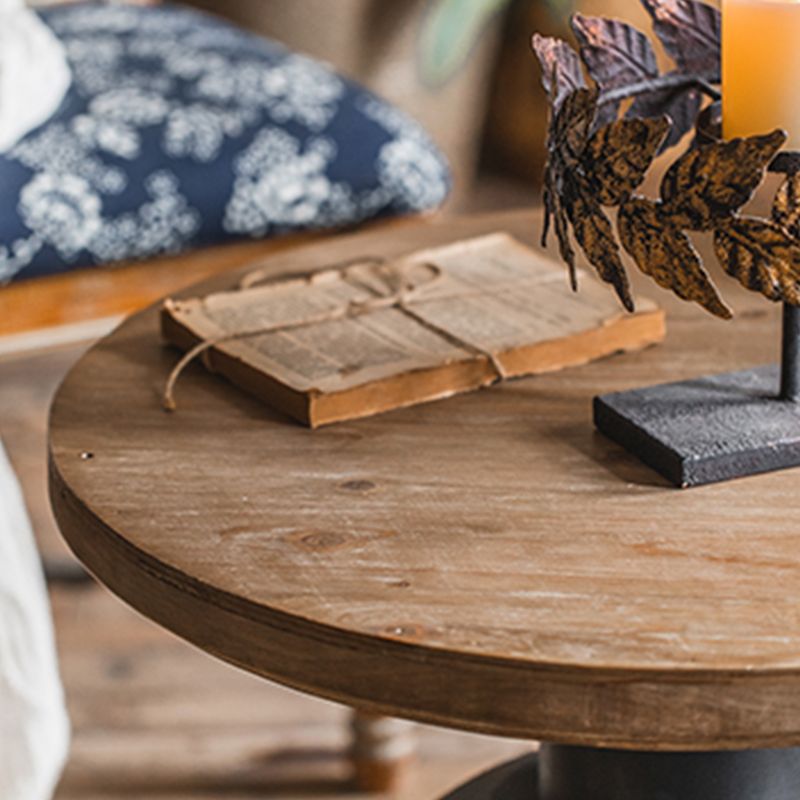 Rustic Corner Table Solid Wood Round Pedestal Side End Table