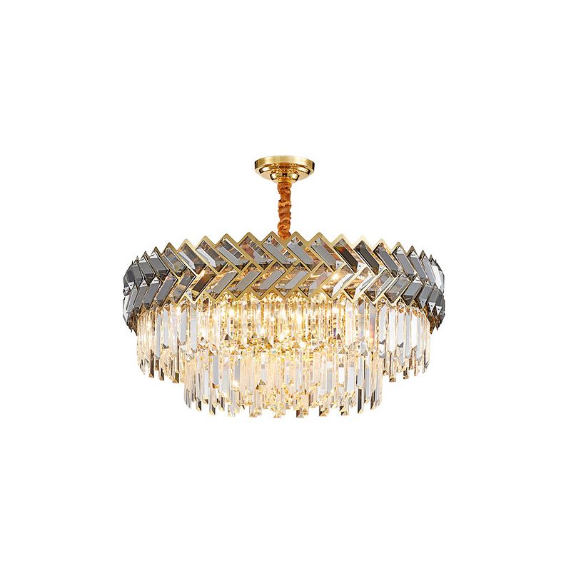 Prismatic Crystal Round Suspension Light Artistic Stainless-Steel Chandelier Light for Living Room