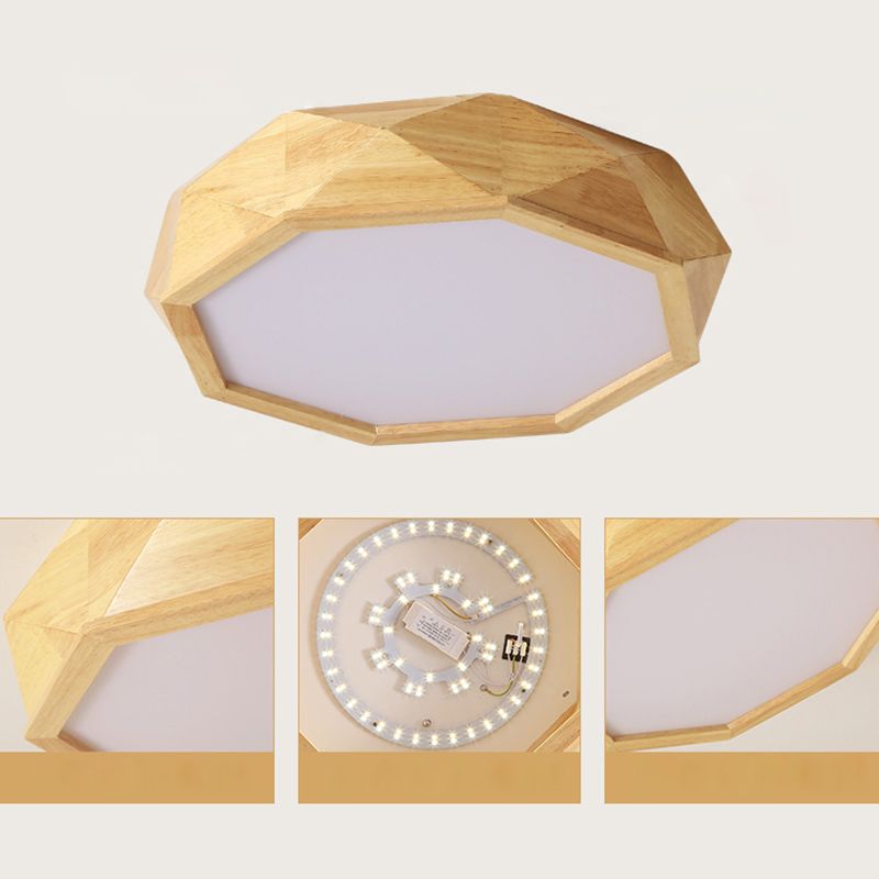 Holz Geometrische LED Deckenleuchte In Moderner Einfachheit Acryl Indoor Flush Mount in Log-Farbe