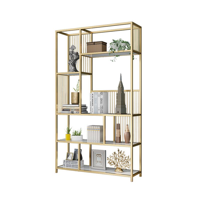 Metal and Wooden Shelf Bookcase Vertical Open Book Shelf for Study Room