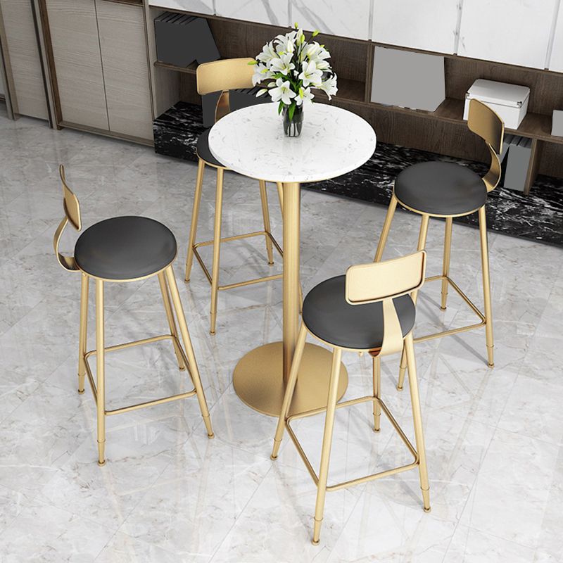 Contemporary Dining Stools Glam Metal Bar Stools with Footrest