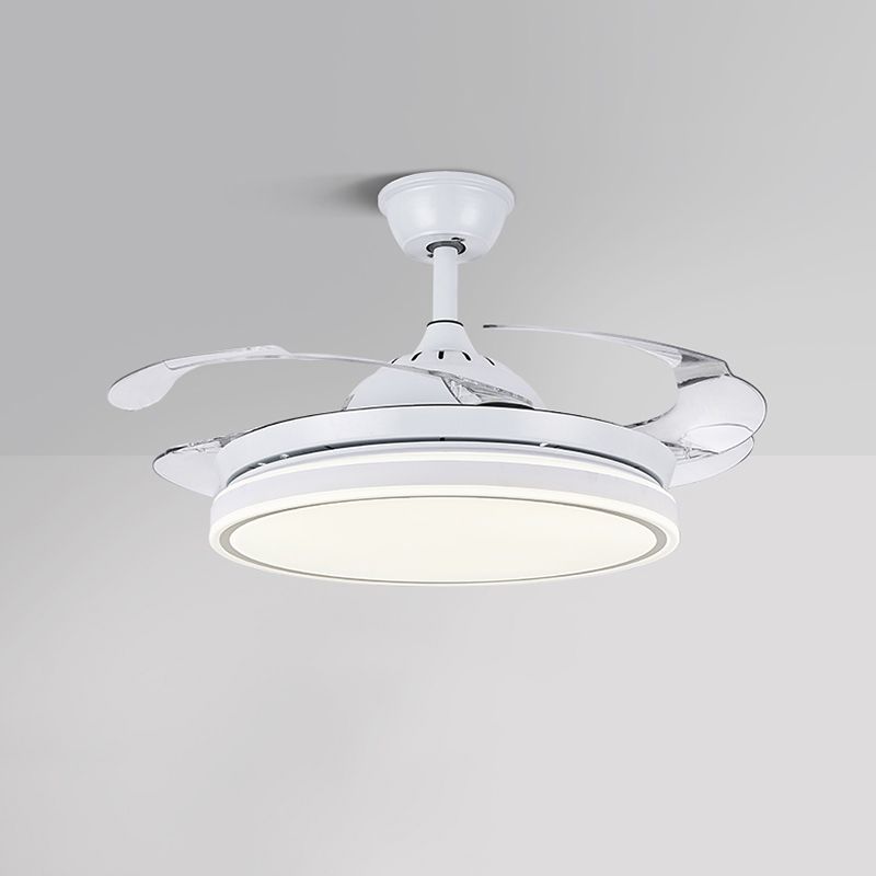Plafond noir / blanc acrylique lampe à fans rond LED Éclairage semi-monte antique avec 3 lames, 42 "de large