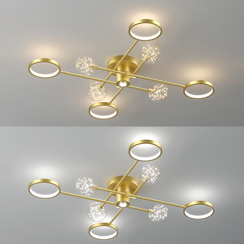 Lámpara de techo semiempotrada de metal Sputnik Iluminación LED de montaje semiempotrado de estilo minimalista