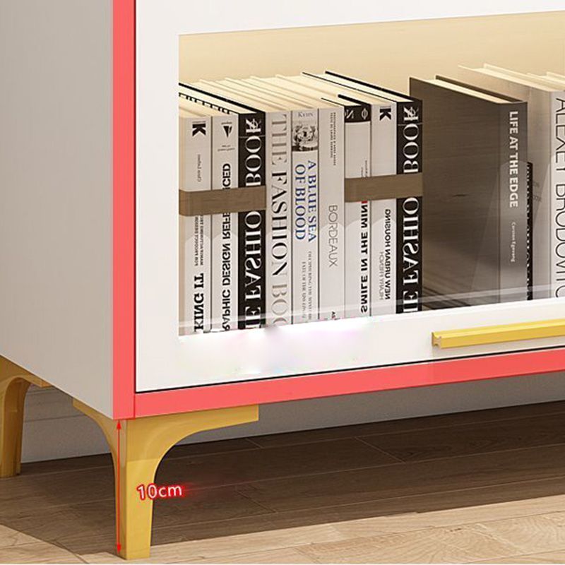 Modern Engineered Wood Bookcase White Standard Shelf with Door