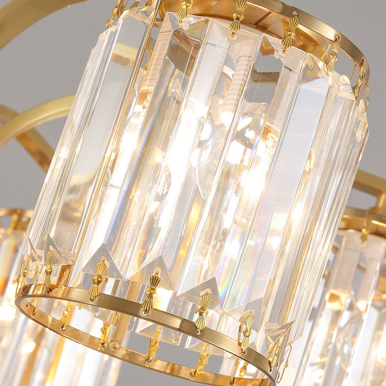 Modern Minimalist Ceiling Lamp Crystal Shade Flush Mount Light Fixture for Bedroom