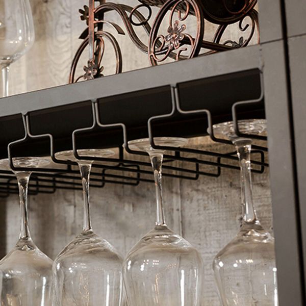 Modern Floor Wine Bottle & Glass Rack Metal Wine Rack with Shelf