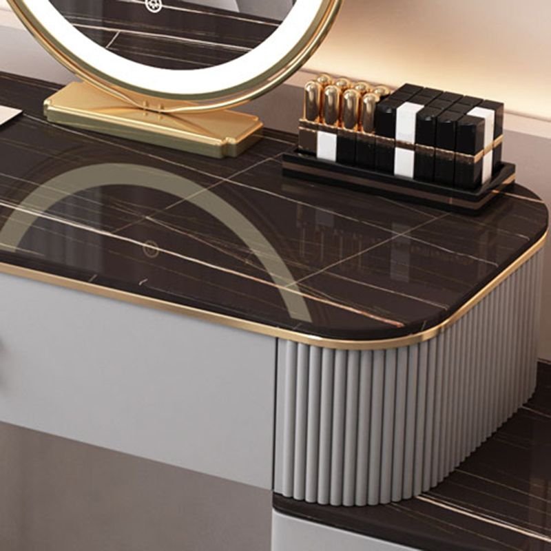 Stone Top Makeup Vanity Desk Table Metal and Engineered Wood Dresser